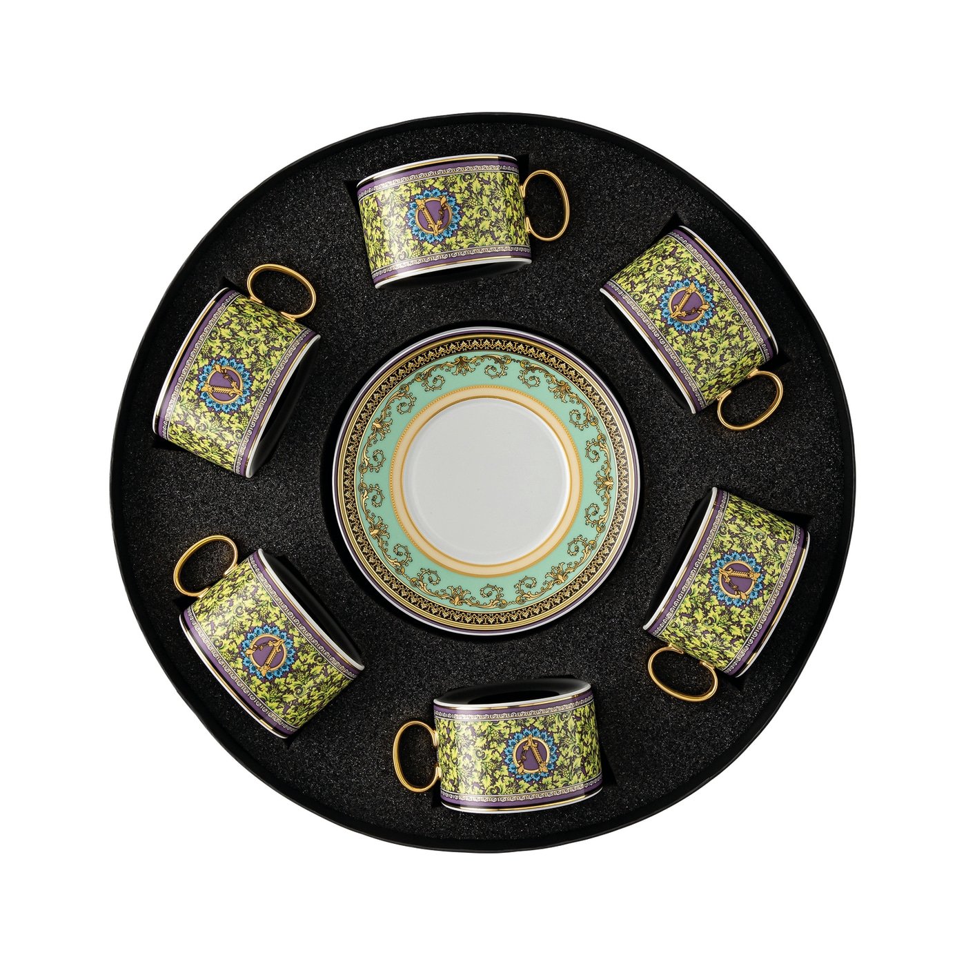 Versace Rosenthal Barocco Mosaic set with 6 tea cups & saucer