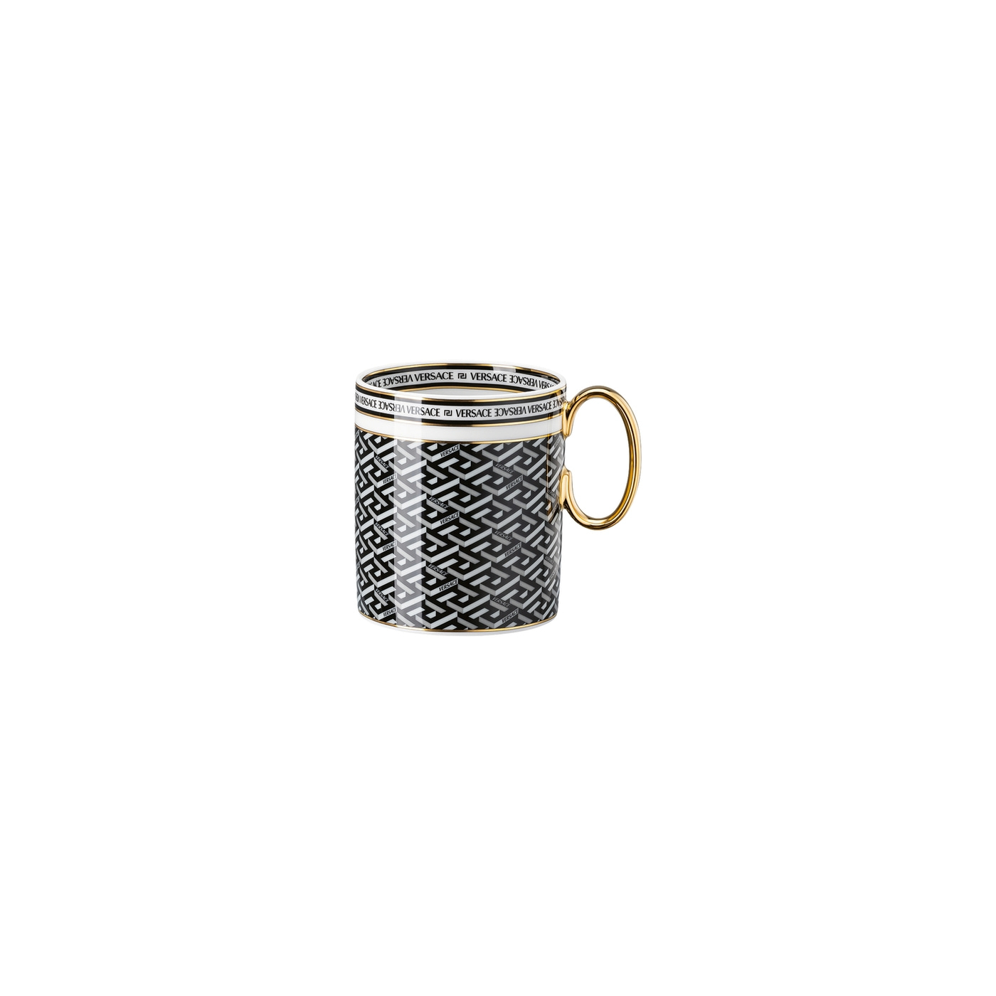 La Greca Signature black mug with handle