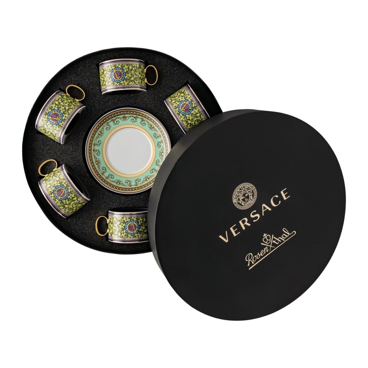 Versace Rosenthal Barocco Mosaic set of 6 tea cups & saucers