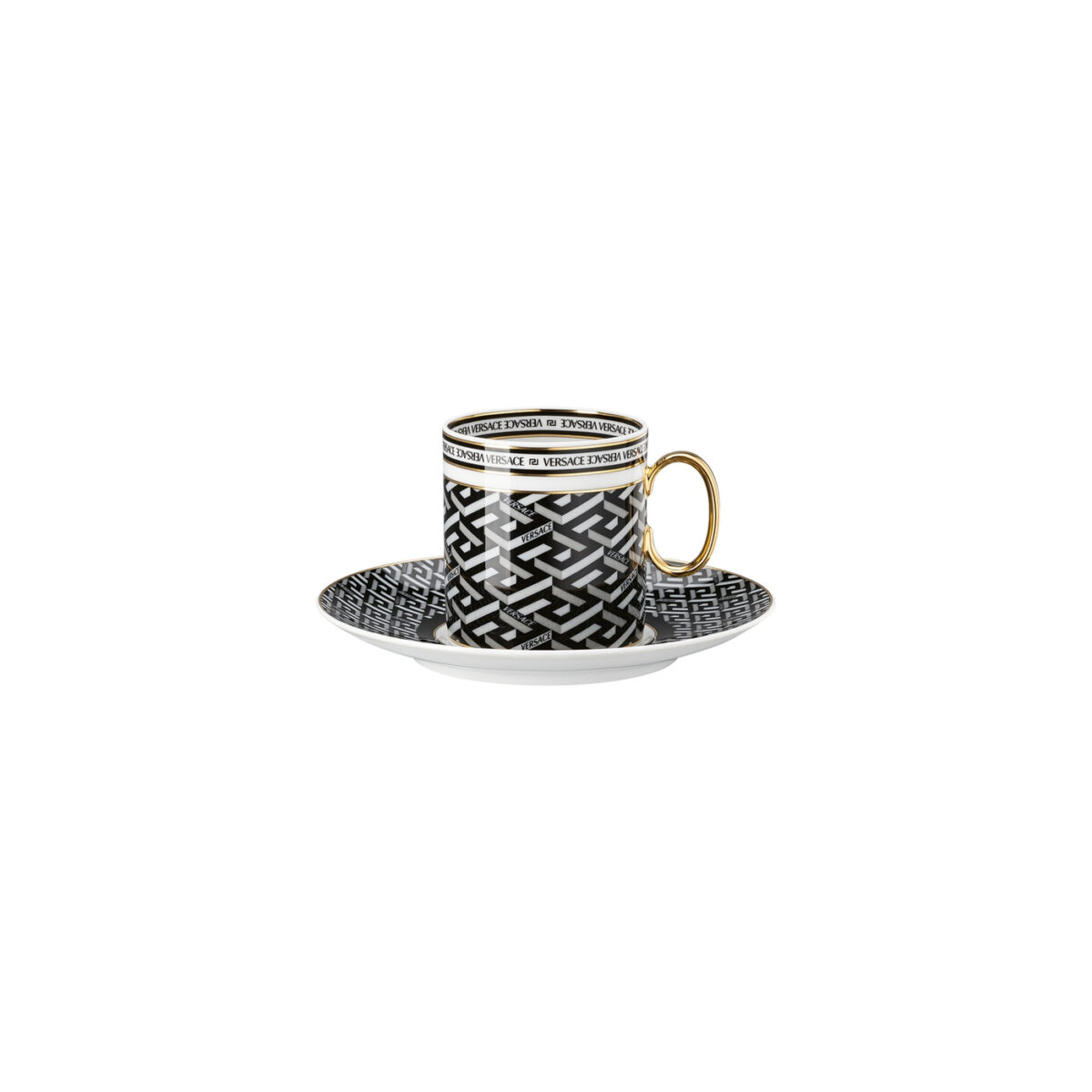 Versace Rosenthal La Greca Signature black coffee cup and saucer