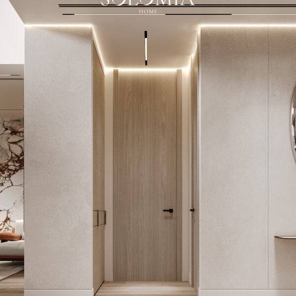 entrance hall to luxurious villa with beige elements